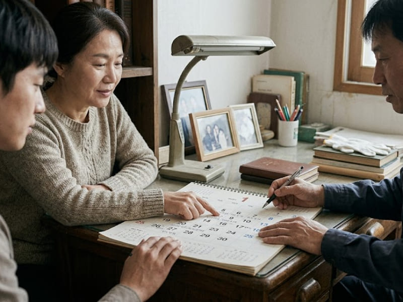 대구유품정리 전 가족이 보관품을 확인하는 모습