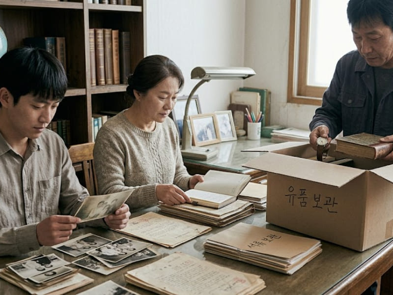 대구유품정리 시기를 가족이 함께 상의하는 모습